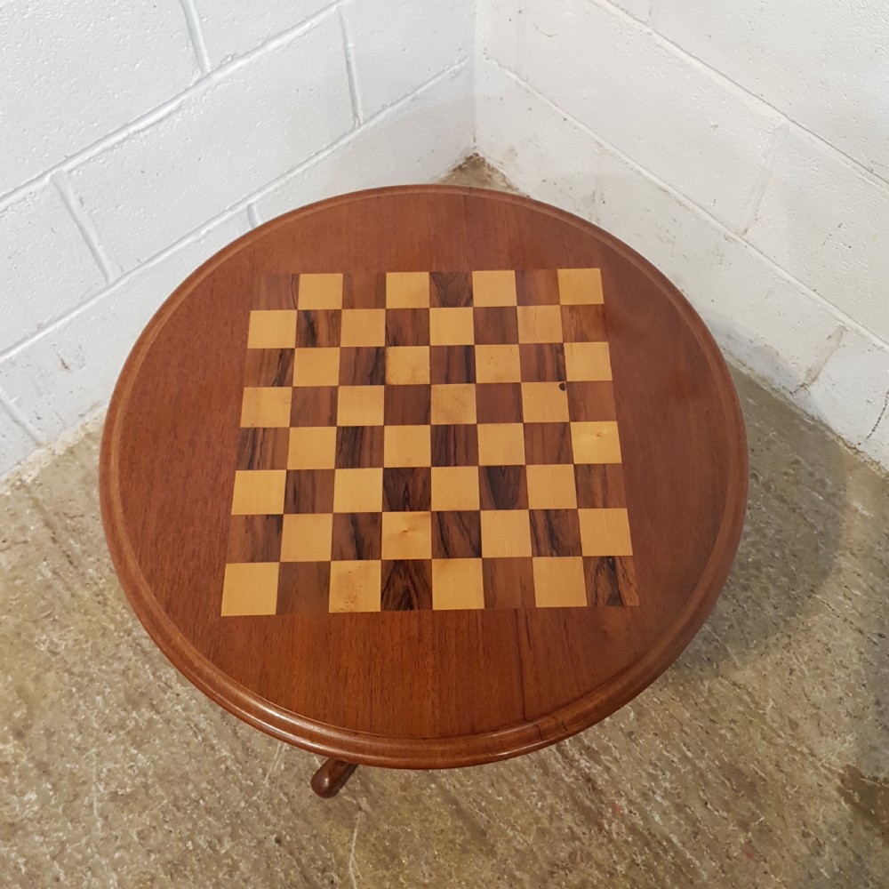ANTIQUE VICTORIAN WALNUT INLAID GAMES CHESS TABLE C1880 View IV