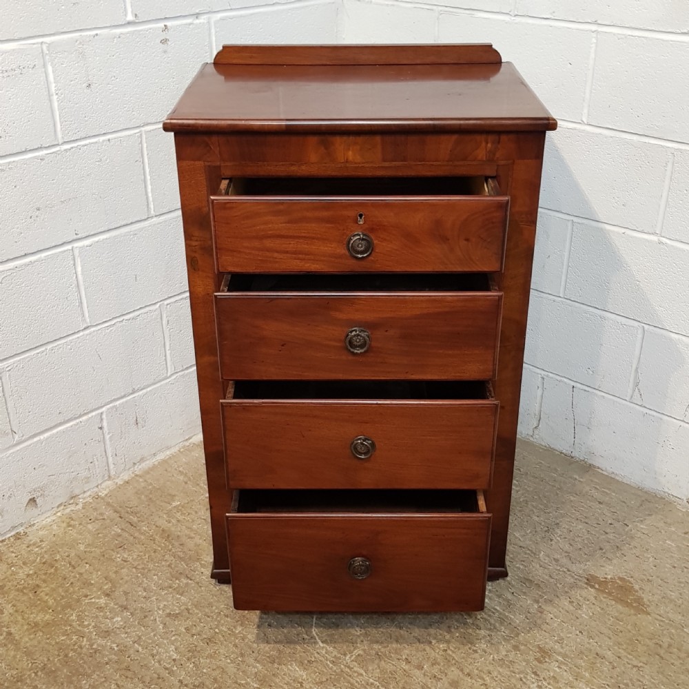 ANTIQUE MID VICTORIAN MAHOGANY TALL NARROW CHEST OF DRAWERS C1860 View VI