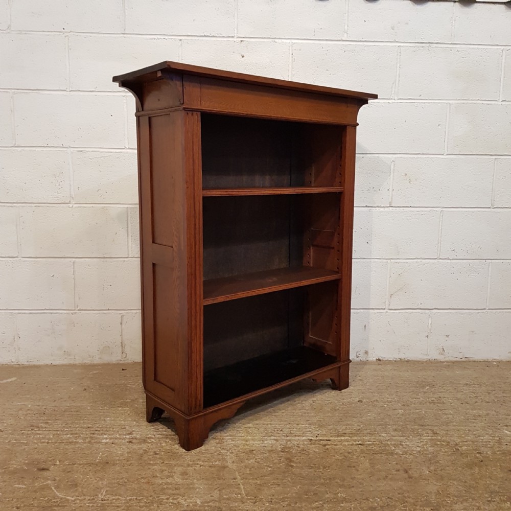 ANTIQUE ARTS & CRAFTS OAK OPEN BOOKCASE C1890 View V