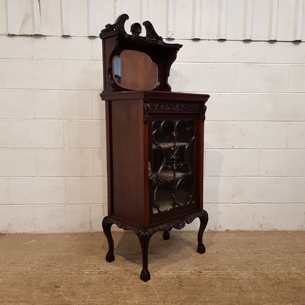 ANTIQUE LATE 19TH CENTURY CHIPPENDALE MAHOGANY DISPLAY MUSIC CABINET C1890 View X