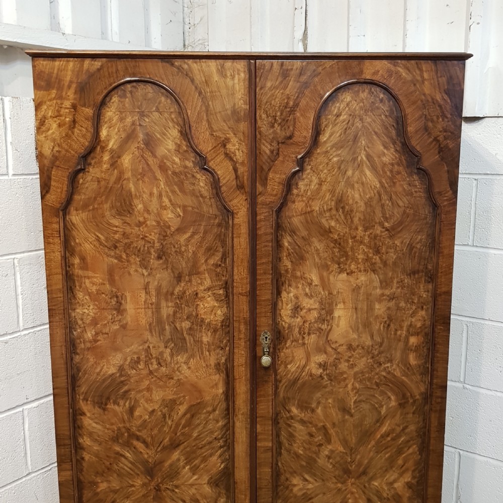 ANTIQUE BURR WALNUT SMALL FITTED WARDROBE C1920 View V