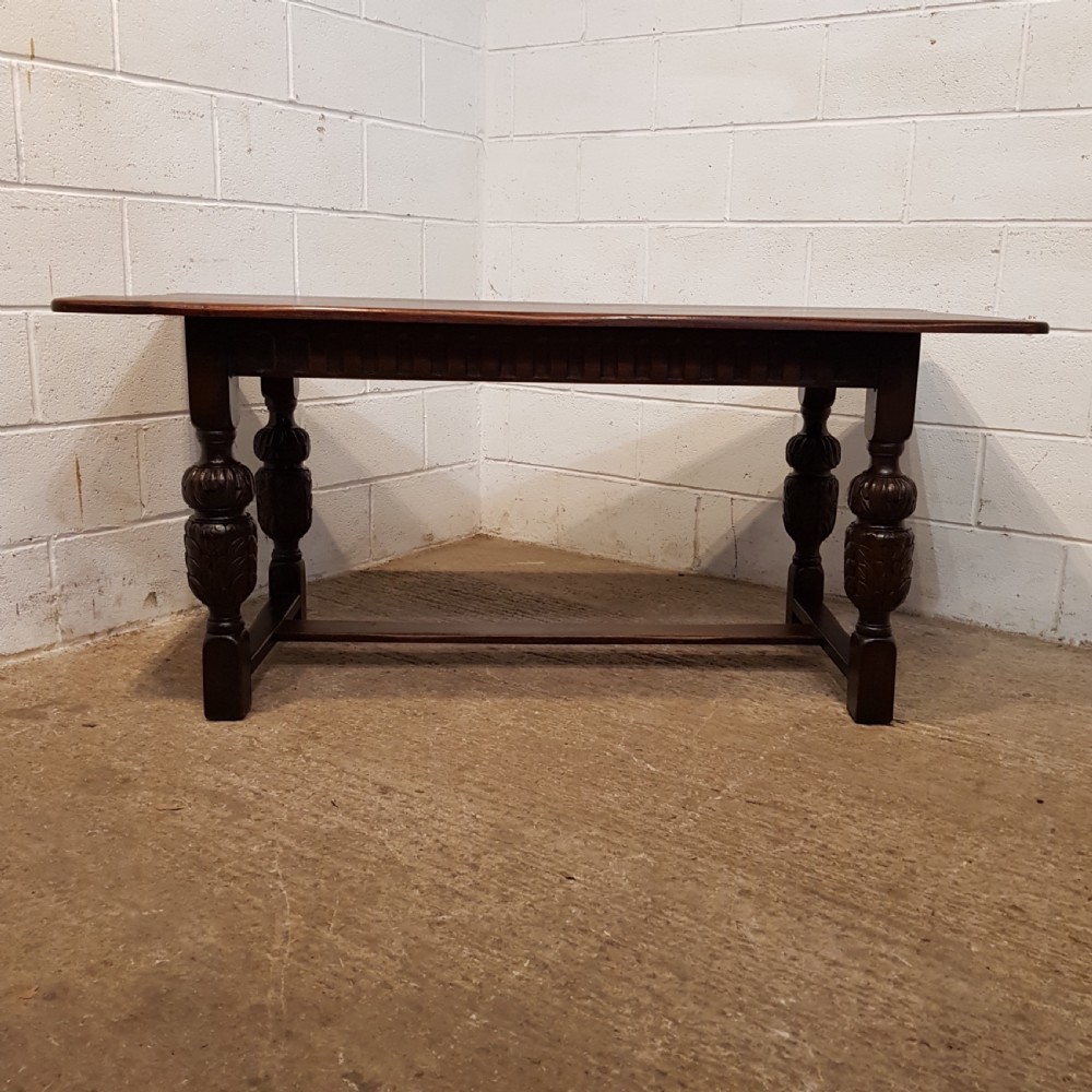 ANTIQUE JOINED OAK REFECTORY DINING TABLE C1920 View III