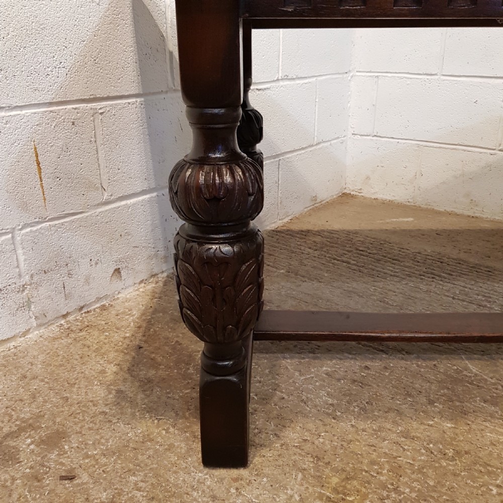 ANTIQUE JOINED OAK REFECTORY DINING TABLE C1920 View IV