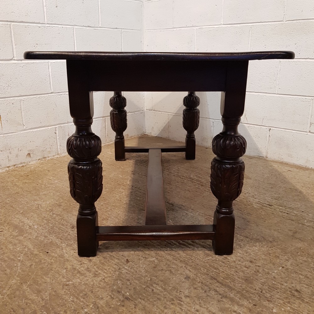 ANTIQUE JOINED OAK REFECTORY DINING TABLE C1920 View V