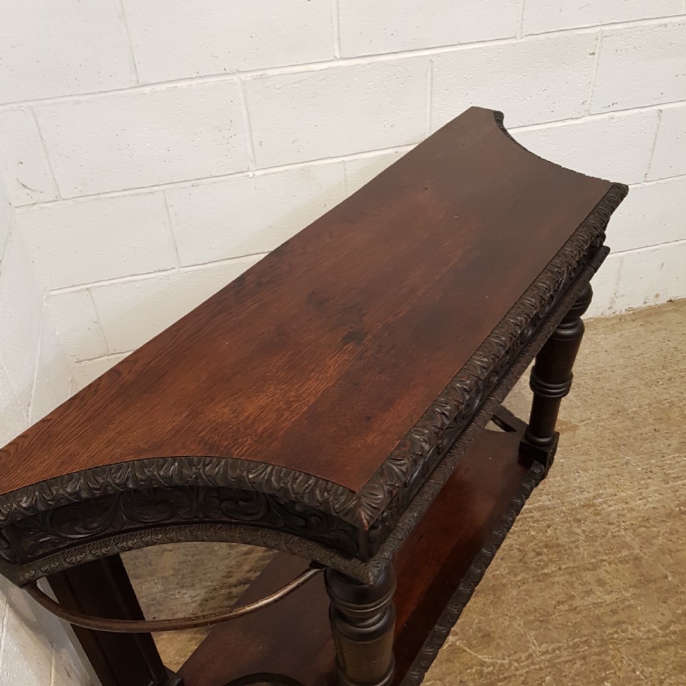 ANTIQUE VICTORIAN CARVED OAK HALL TABLE C1880 View IV