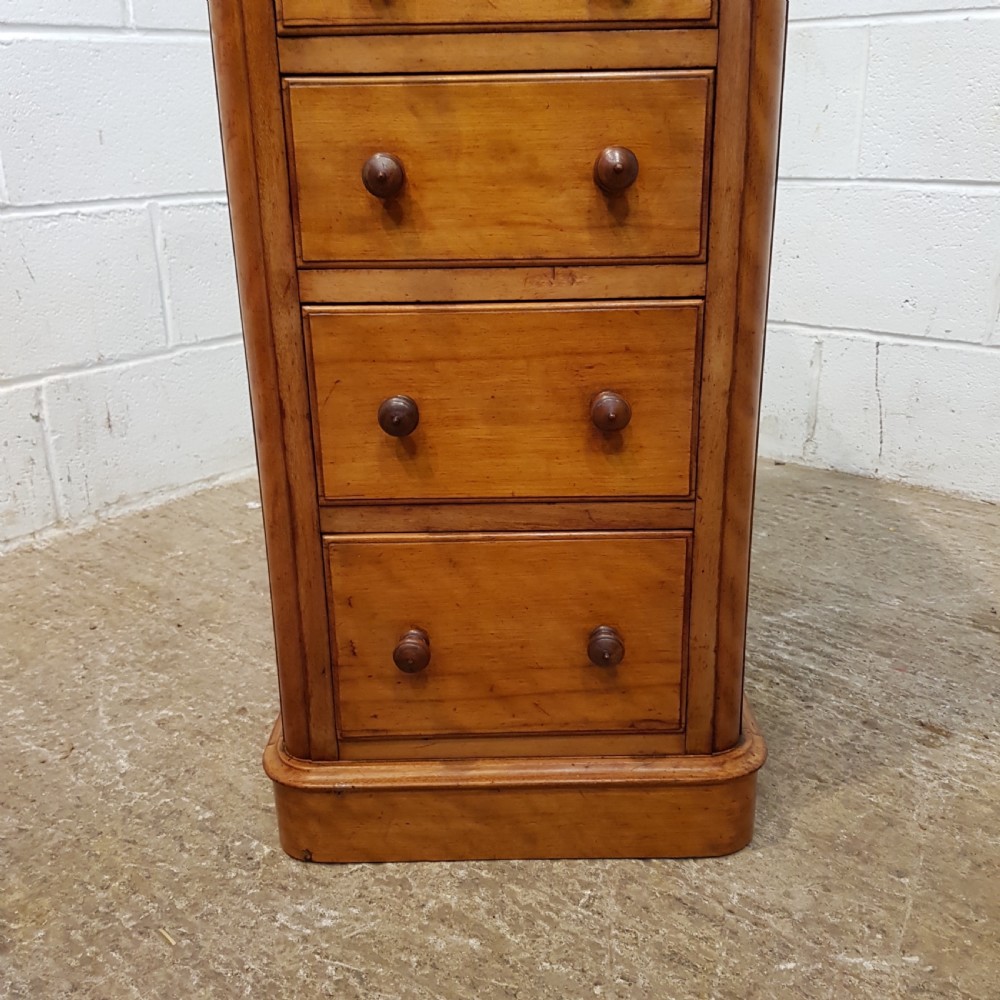 ANTIQUE PAIR VICTORIAN SATIN BIRCH BEDSIDE CHESTS OF DRAWERS C1880 View IV