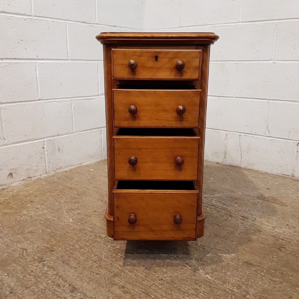 ANTIQUE PAIR VICTORIAN SATIN BIRCH BEDSIDE CHESTS OF DRAWERS C1880 View VI