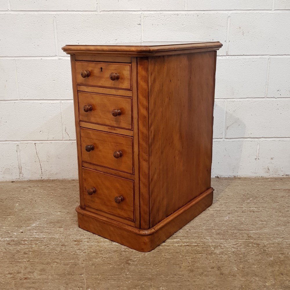 ANTIQUE PAIR VICTORIAN SATIN BIRCH BEDSIDE CHESTS OF DRAWERS C1880 View VII