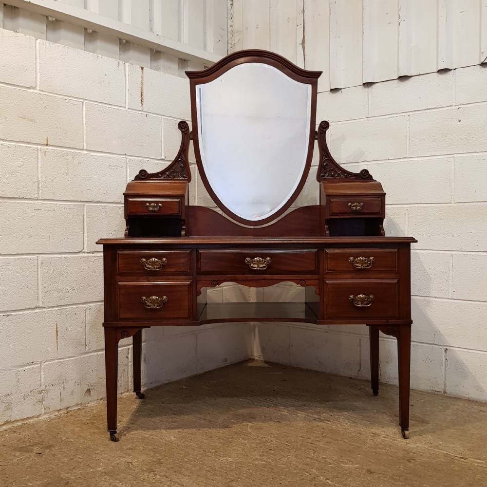 ANTIQUE EDWARDIAN MAHOGANY SHERATON DRESSING TABLE C1900 View II