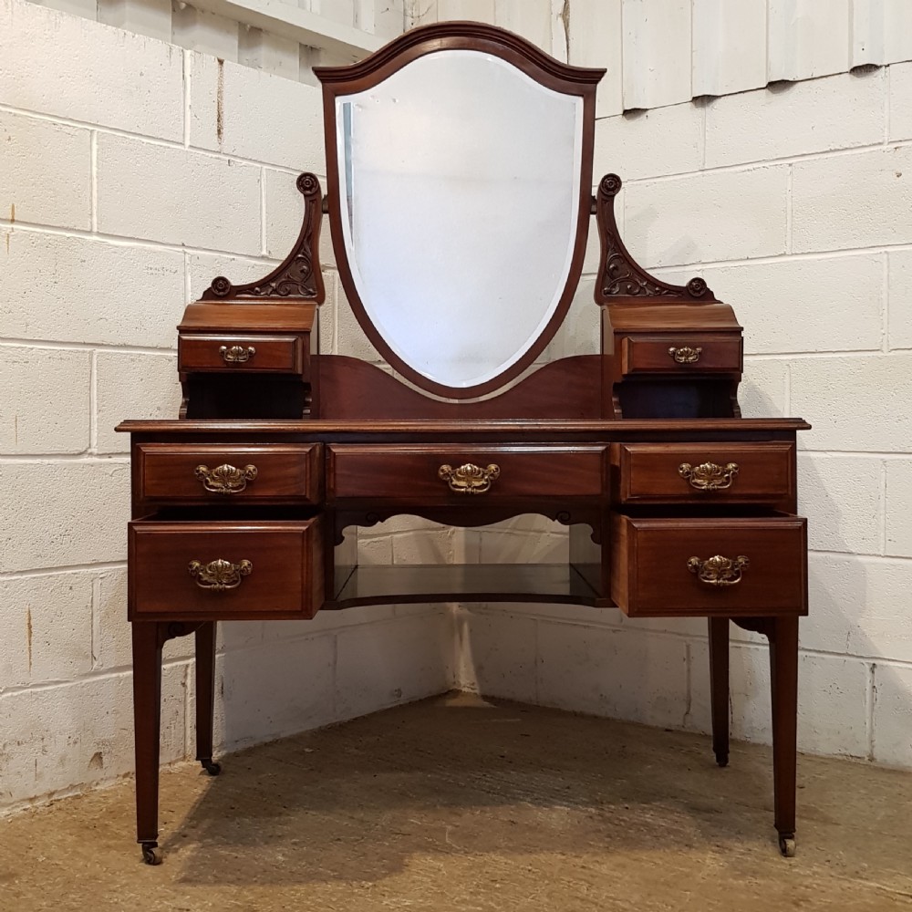 ANTIQUE EDWARDIAN MAHOGANY SHERATON DRESSING TABLE C1900 View V