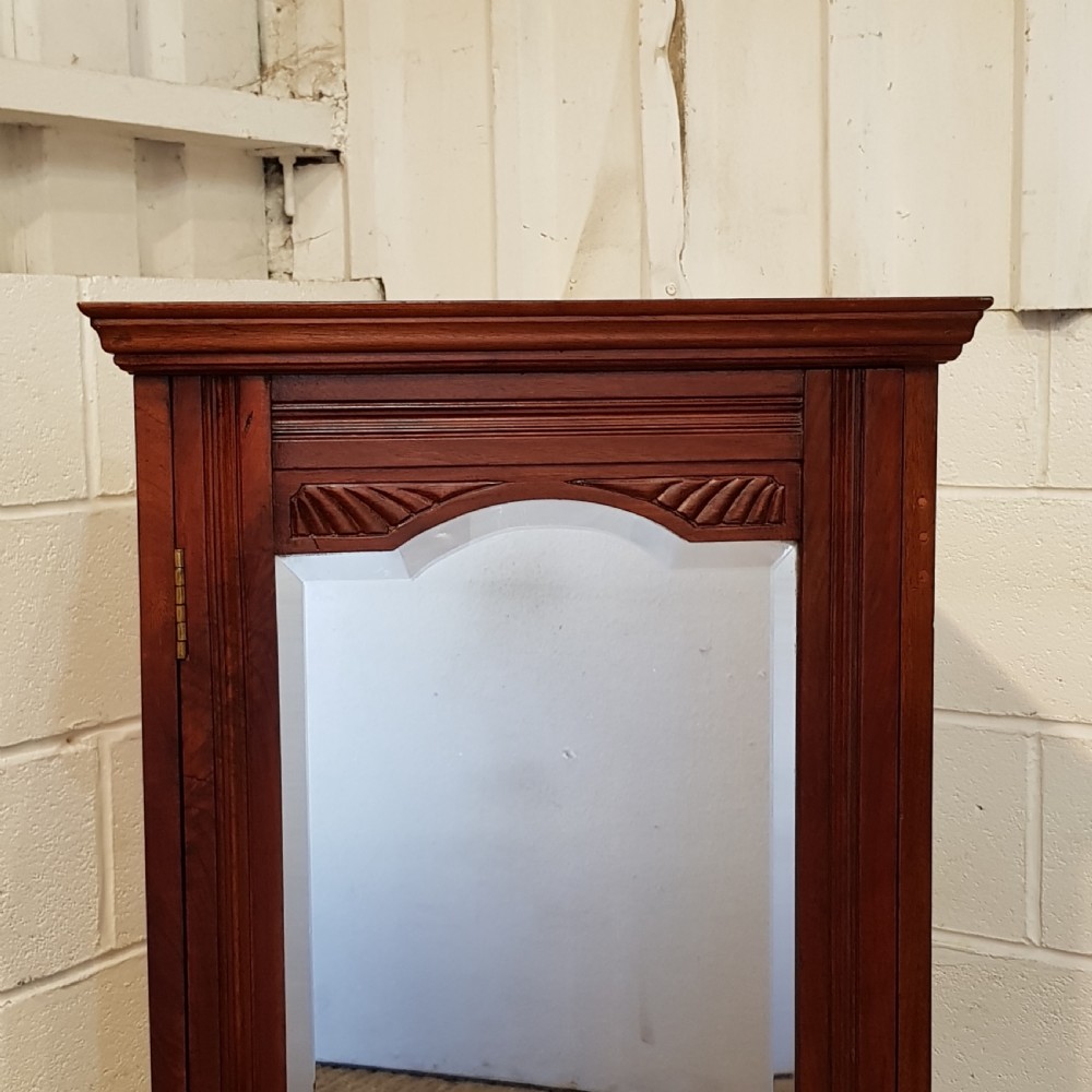 ANTIQUE EDWARDIAN MAHOGANY TALL NATROW MIRROR FRONTED CHEST OF DRAWERS C1900 View III