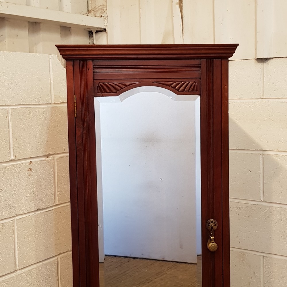 ANTIQUE EDWARDIAN MAHOGANY TALL NATROW MIRROR FRONTED CHEST OF DRAWERS C1900 View IV
