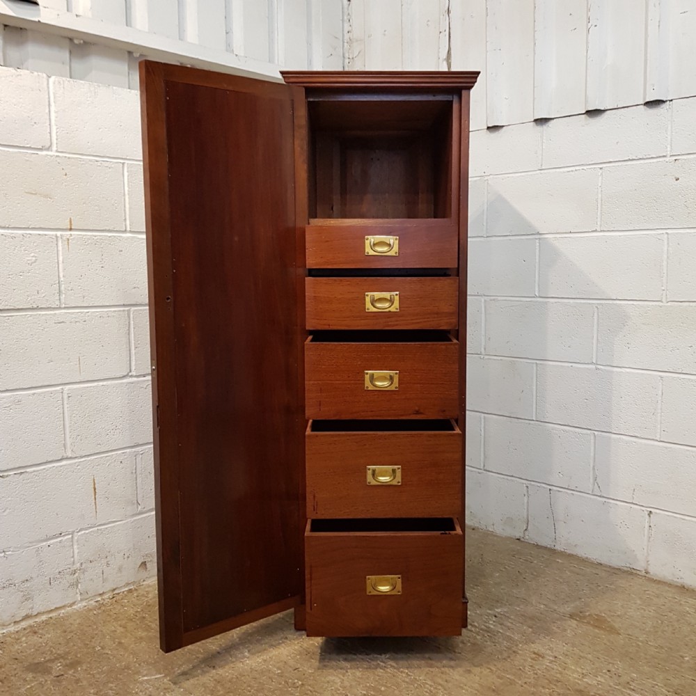ANTIQUE EDWARDIAN MAHOGANY TALL NATROW MIRROR FRONTED CHEST OF DRAWERS C1900 View VI