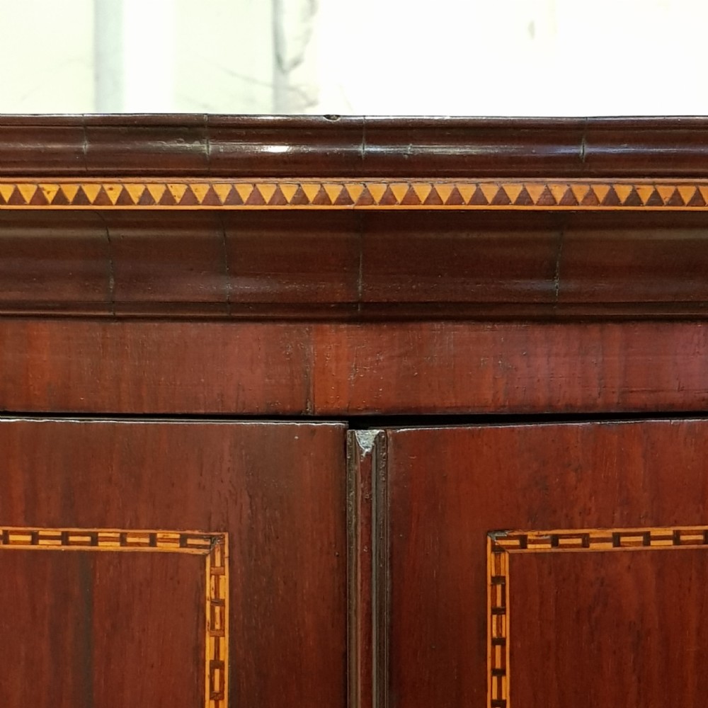 ANTIQUE REGENCY INLAID MAHOGANY BOW FRONT CORNER CABINET C1820 View IV
