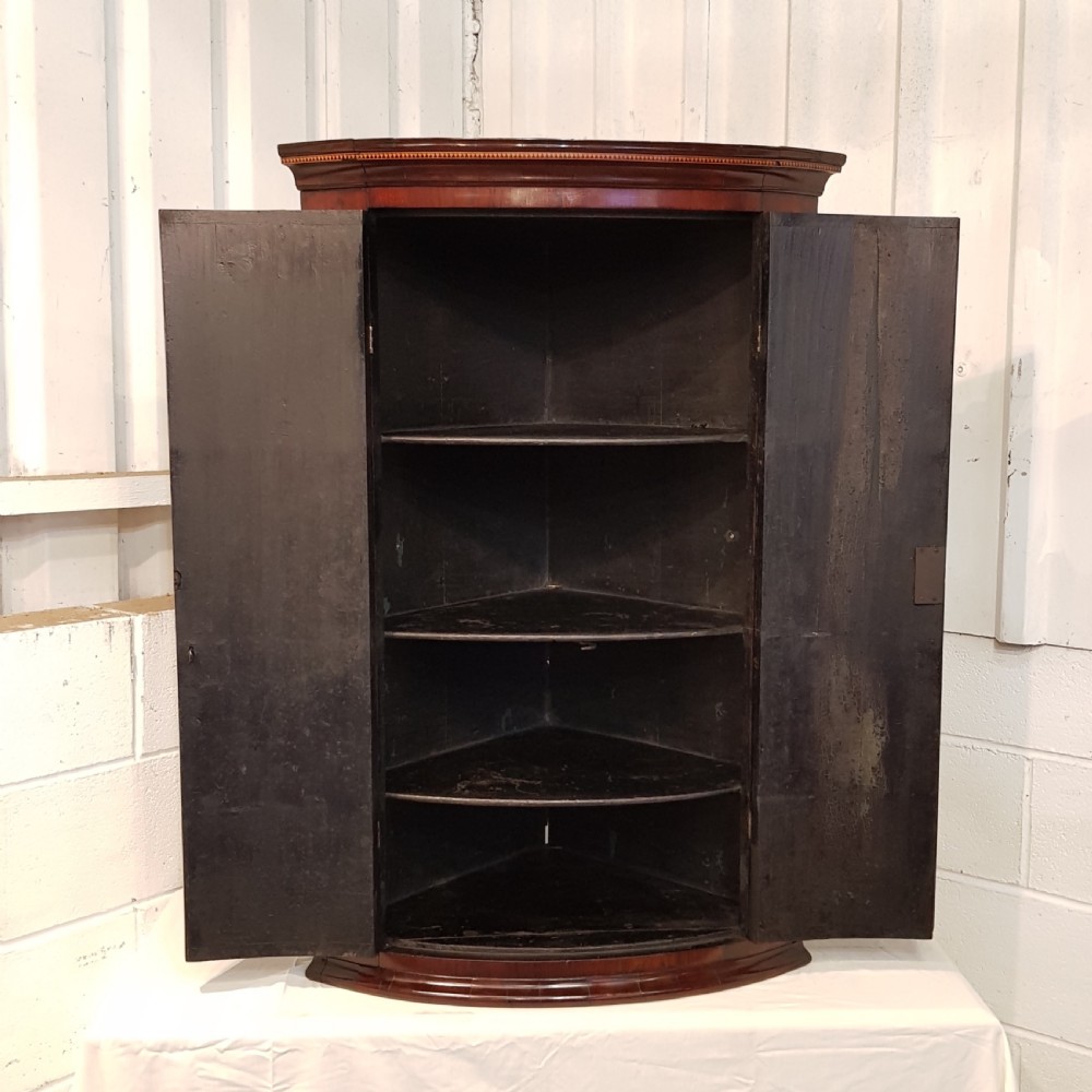 ANTIQUE REGENCY INLAID MAHOGANY BOW FRONT CORNER CABINET C1820 View VI