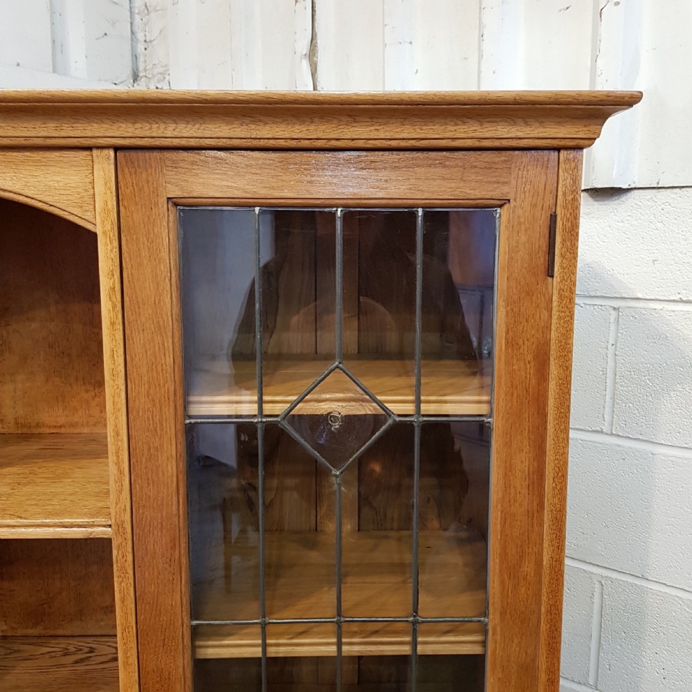 ANTIQUE ARTS & CRAFTS GOLDEN OAK GLAZED BOOKCASE C1900-1910 View VI