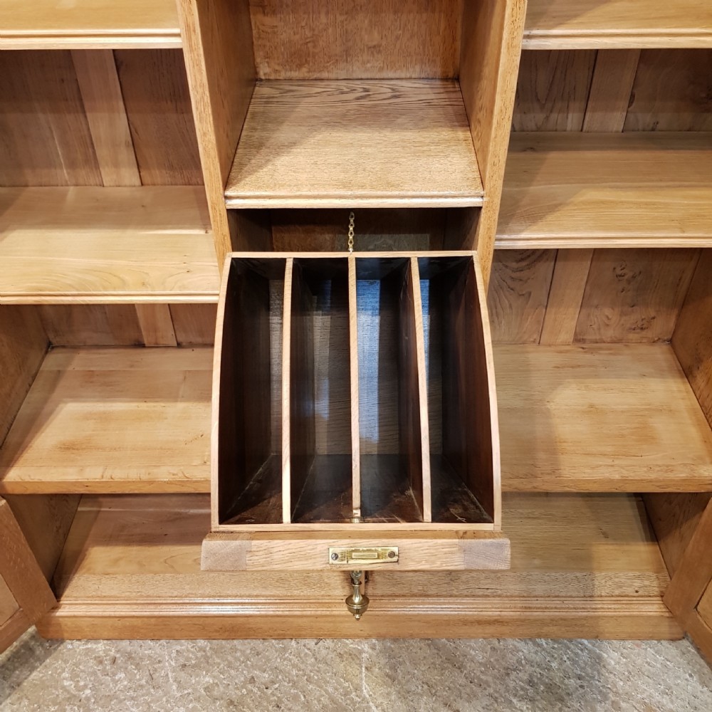 ANTIQUE ARTS & CRAFTS GOLDEN OAK GLAZED BOOKCASE C1900-1910 View X