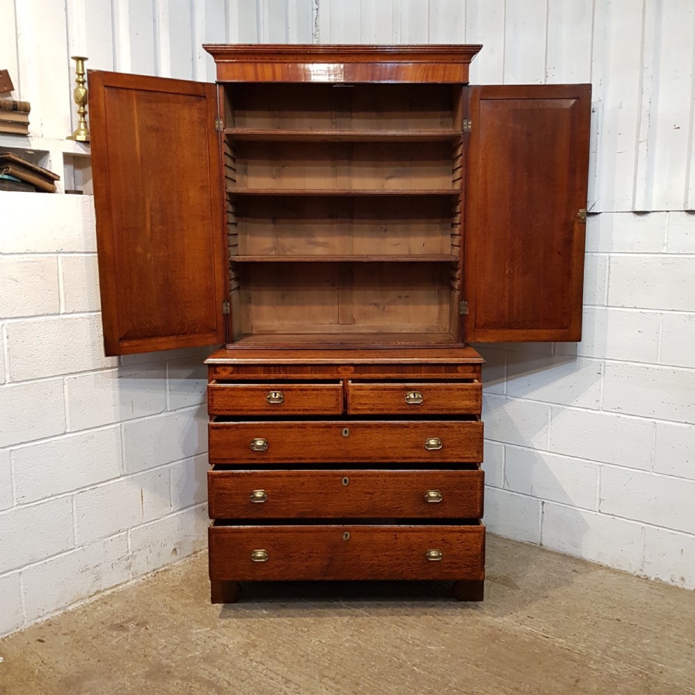 ANTIQUE 18th CENTURY OAK & MAHOGANY CUPBOARD ON CHEST C1780 View VIII