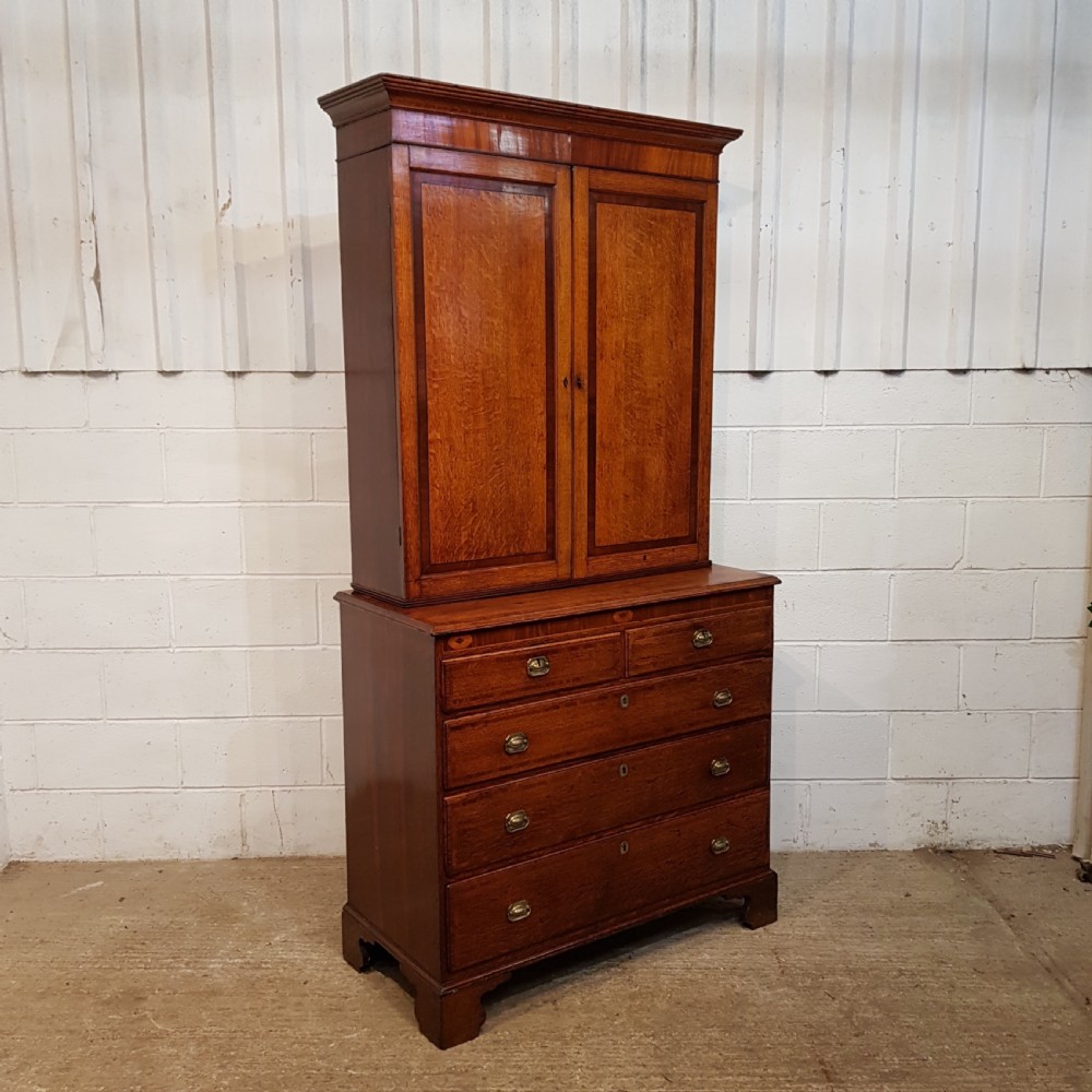 ANTIQUE 18th CENTURY OAK & MAHOGANY CUPBOARD ON CHEST C1780 View IX