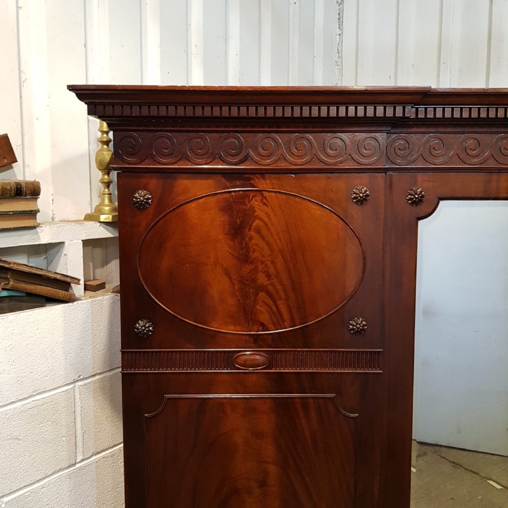 ANTIQUE EDWARDIAN CHIPPENDALE MAHOGANY  BREAKFRONT TRIPLE WARDROBE C1900  View IV