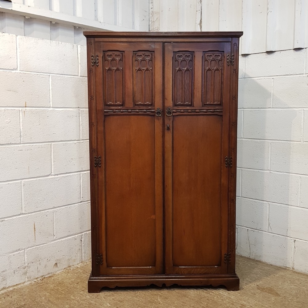 ANTIQUE CARVED OAK TALLBOY WARDROBE C1920 View II