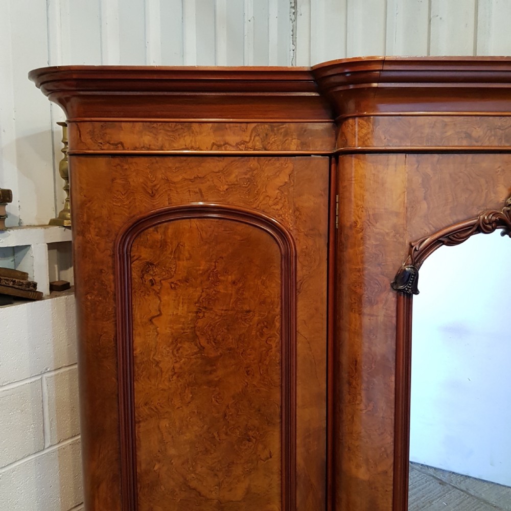 ANTIQUE VICTORIAN BURR WALNUT BREAKFRONT TRIPLE WARDROBE C1880 View X