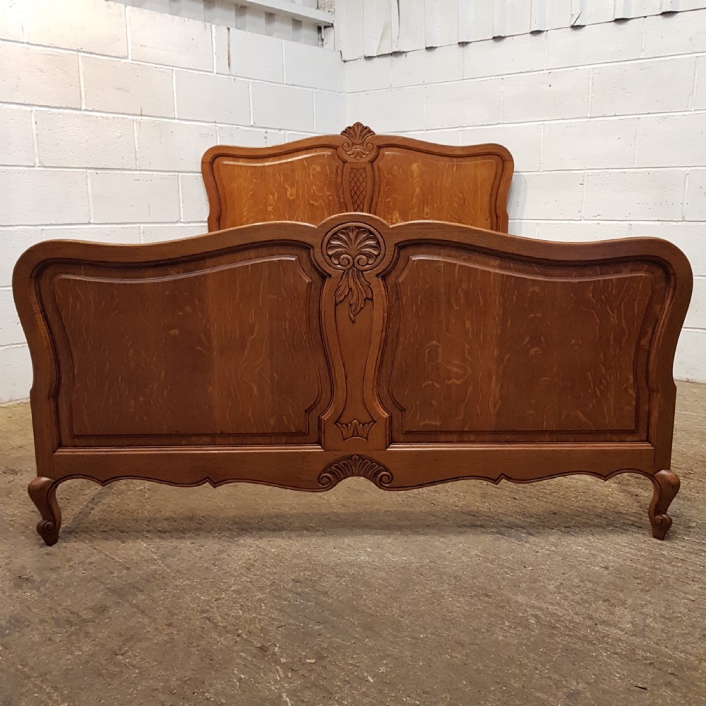 ANTIQUE FRENCH ART NOUVEAU OAK DOUBLE BED C1920 View II