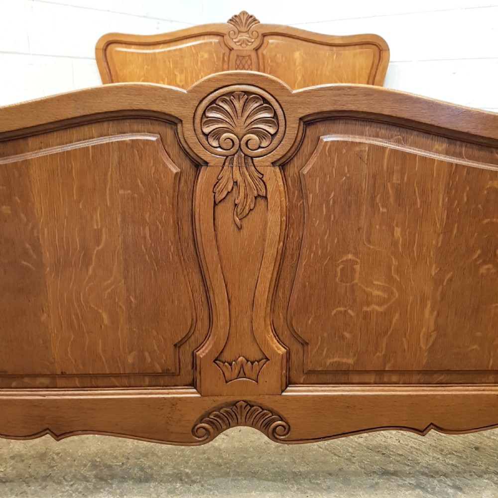 ANTIQUE FRENCH ART NOUVEAU OAK DOUBLE BED C1920 View IV