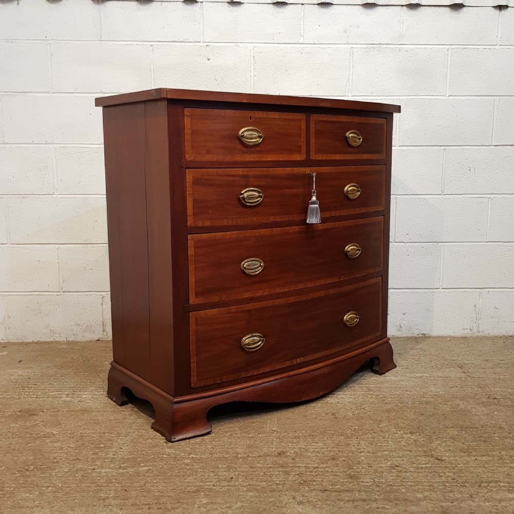 ANTIQUE EDWARDIAN REGENCY MAHOGANY BOW FRONT CHEST OF DRAWERS C1900 View III