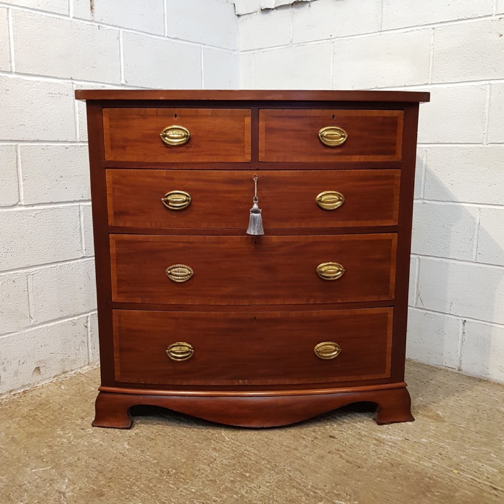 ANTIQUE EDWARDIAN REGENCY MAHOGANY BOW FRONT CHEST OF DRAWERS C1900 View IV