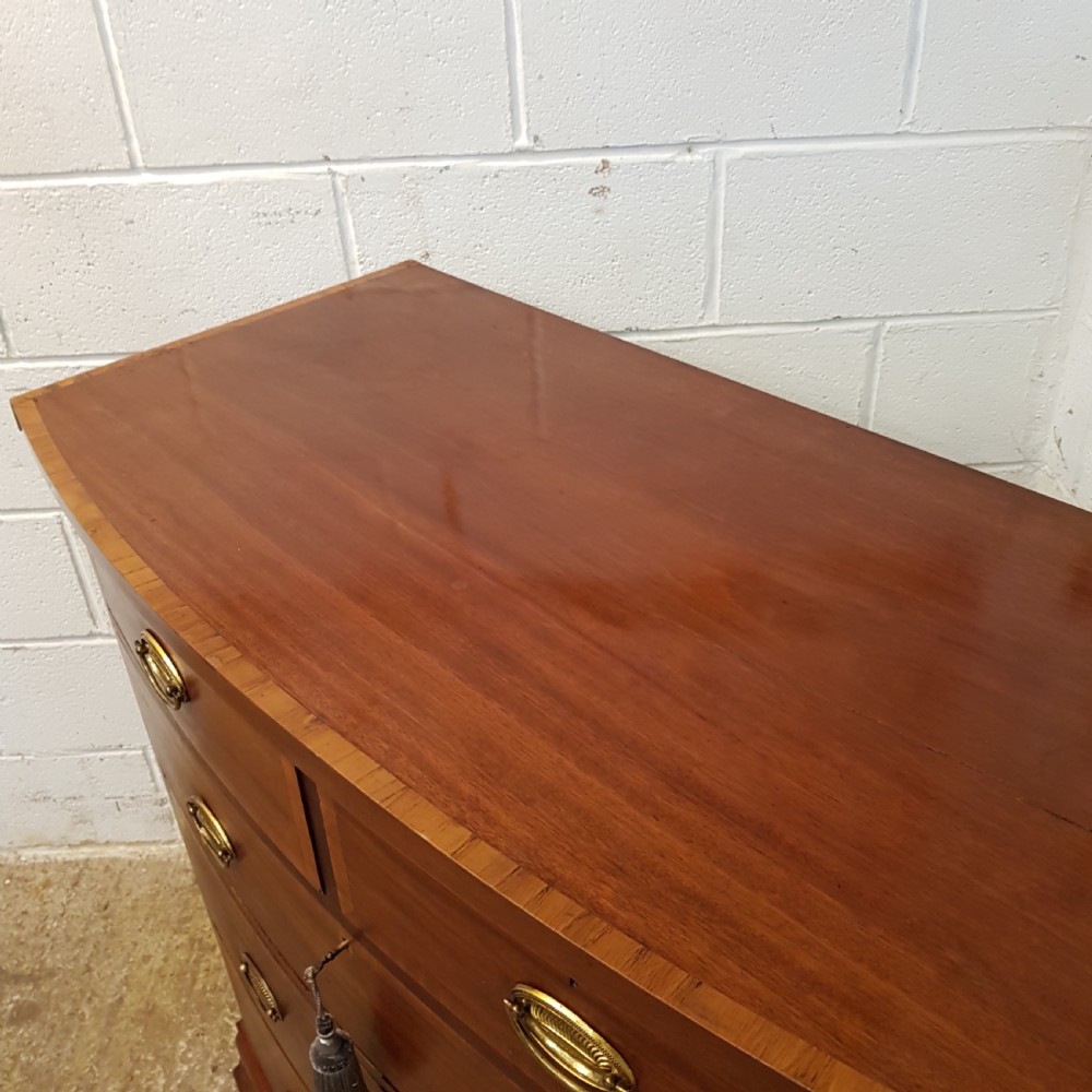 ANTIQUE EDWARDIAN REGENCY MAHOGANY BOW FRONT CHEST OF DRAWERS C1900 View V