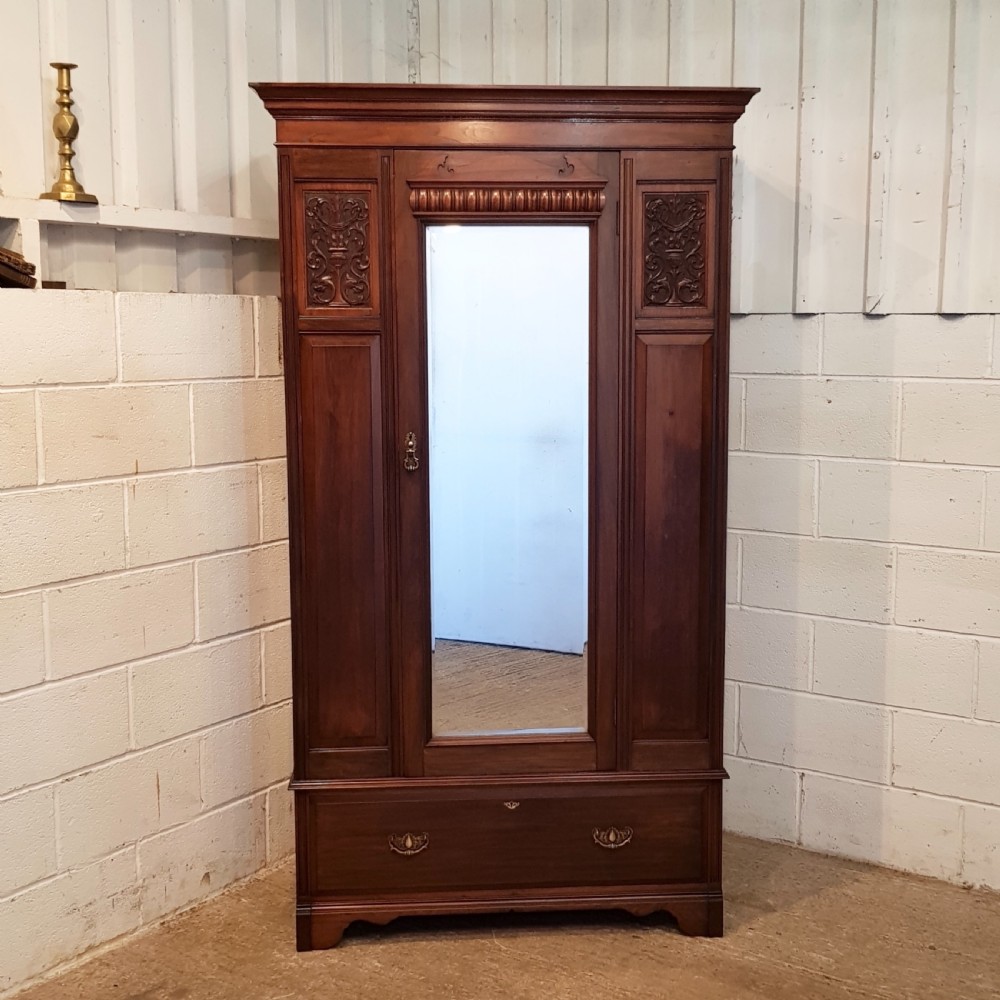 ANTIQUE ART NOUVEAU MAHOGANY WARDROBE C1890 View II