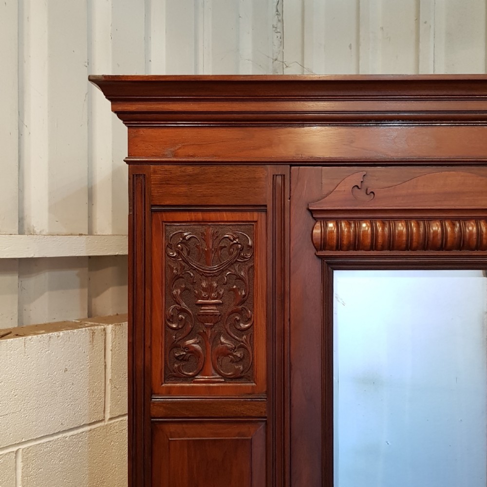 ANTIQUE ART NOUVEAU MAHOGANY WARDROBE C1890 View V