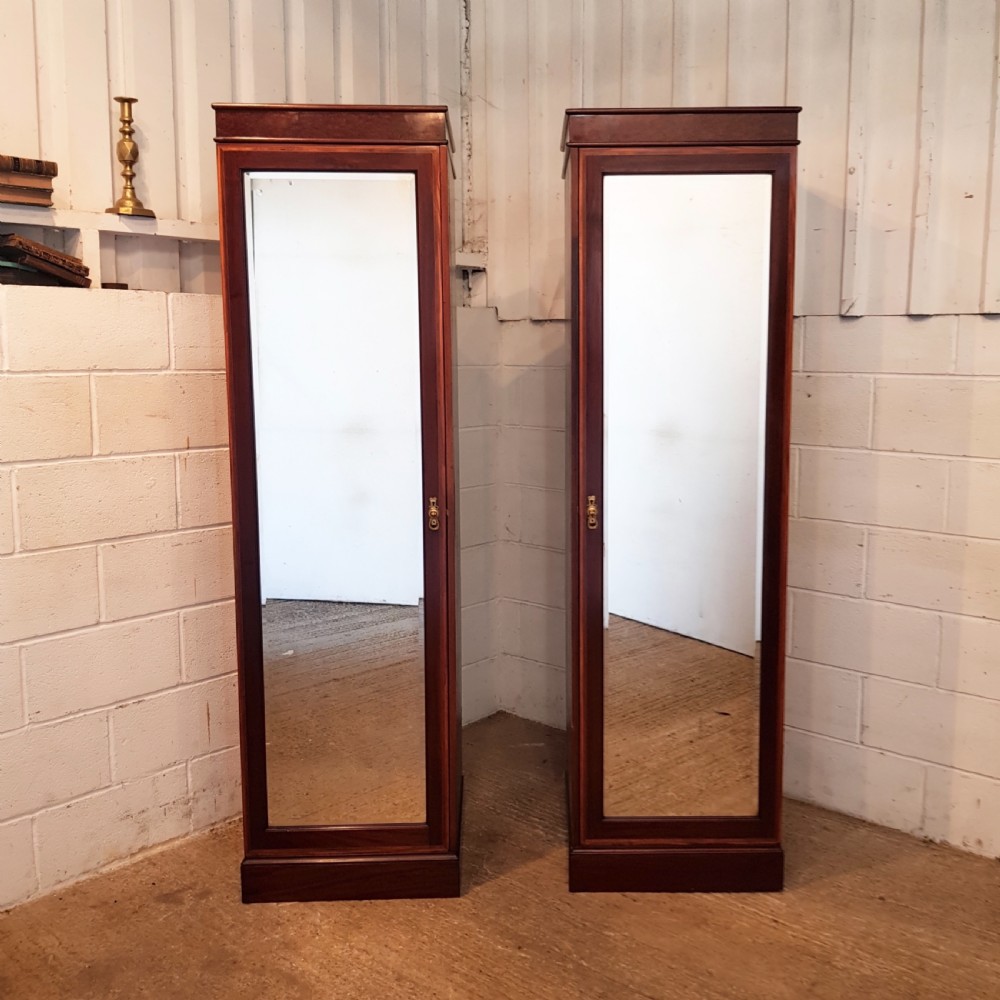 ANTIQUE PAIR EDWARDIAN MAHOGANY CENTRY BOX MIRRORED WARDROBES C1900 View II