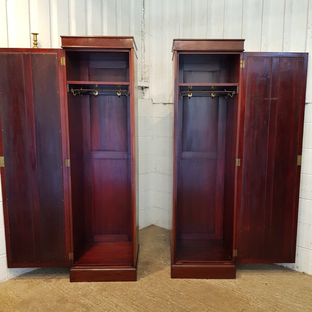 ANTIQUE PAIR EDWARDIAN MAHOGANY CENTRY BOX MIRRORED WARDROBES C1900 View IV