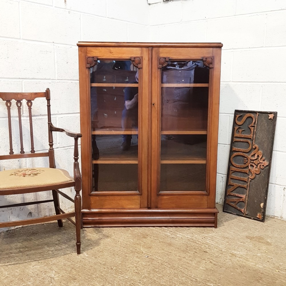 ANTIQUE VICTORIAN MAHOGANY GLAZED BOOKCASE C1890