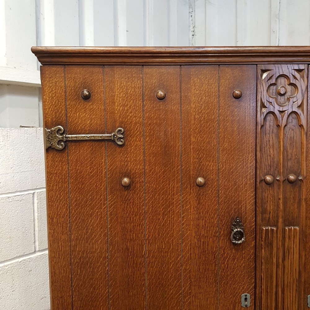 ANTIQUE CARVED OAK DOUBLE WARDROBE C1920 View VII