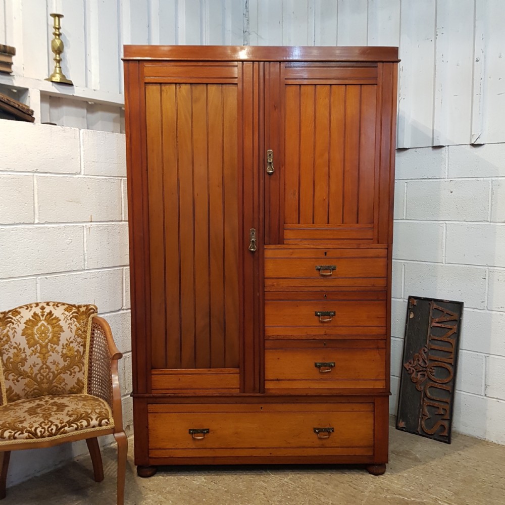 ANTIQUE EDWARDIAN MAHOGANY COMBINATION WARDROBE C1900