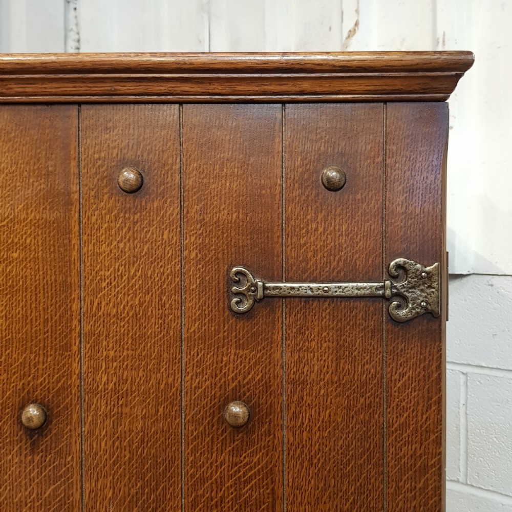 ANTIQUE CARVED OAK DOUBLE WARDROBE C1920 View V