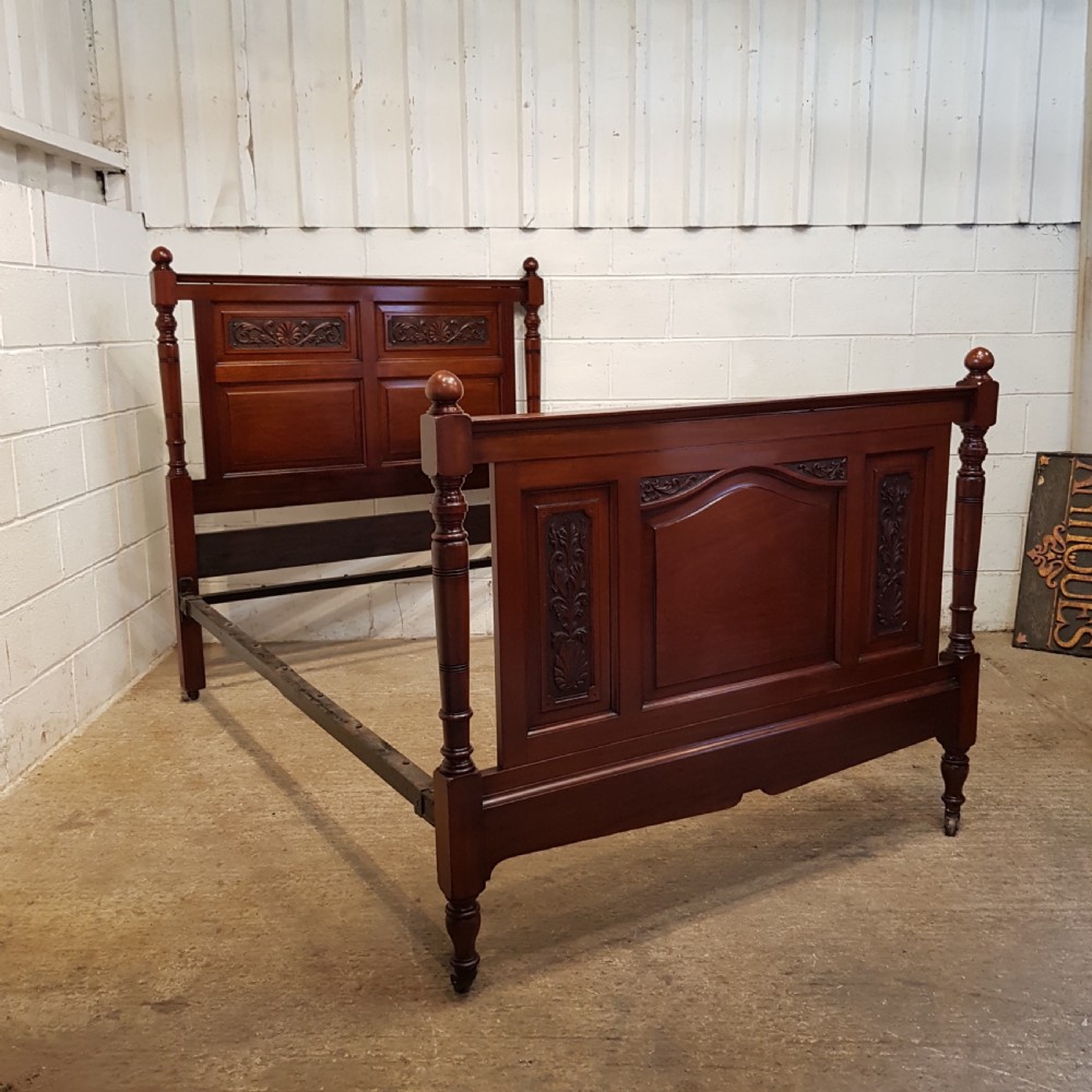 ANTIQUE LATE VICTORIAN MAHOGANY DOUBLE BED C1890 View VII