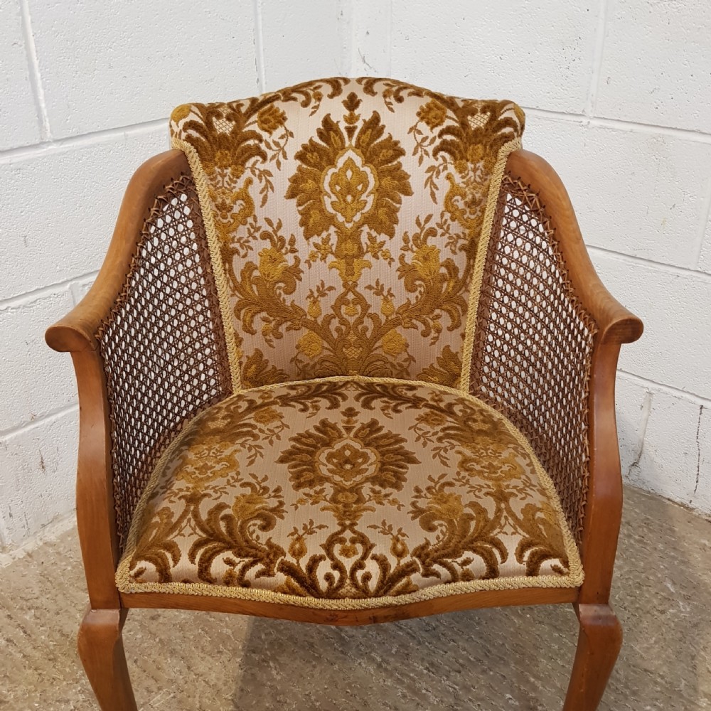 ANTIQUE PAIR OF OAK AND SPLIT CANE SALON CHAIRS C1920 View V