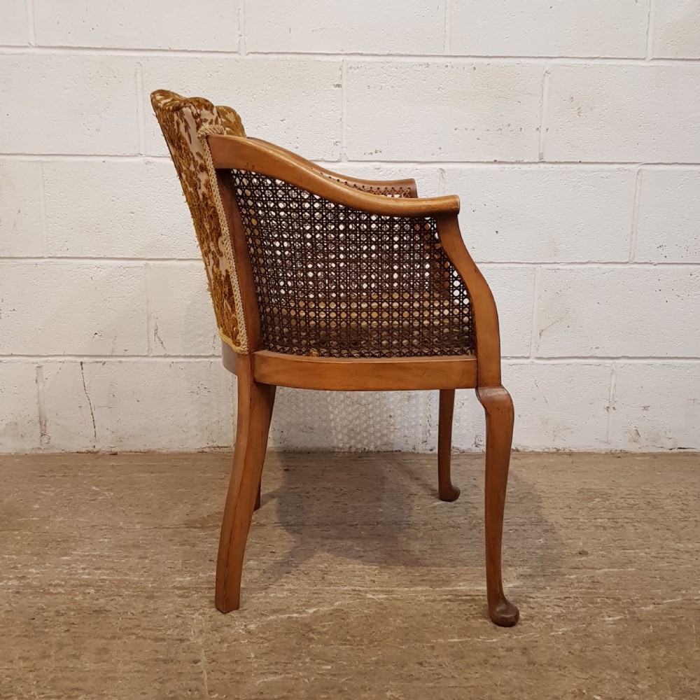 ANTIQUE PAIR OF OAK AND SPLIT CANE SALON CHAIRS C1920 View VI