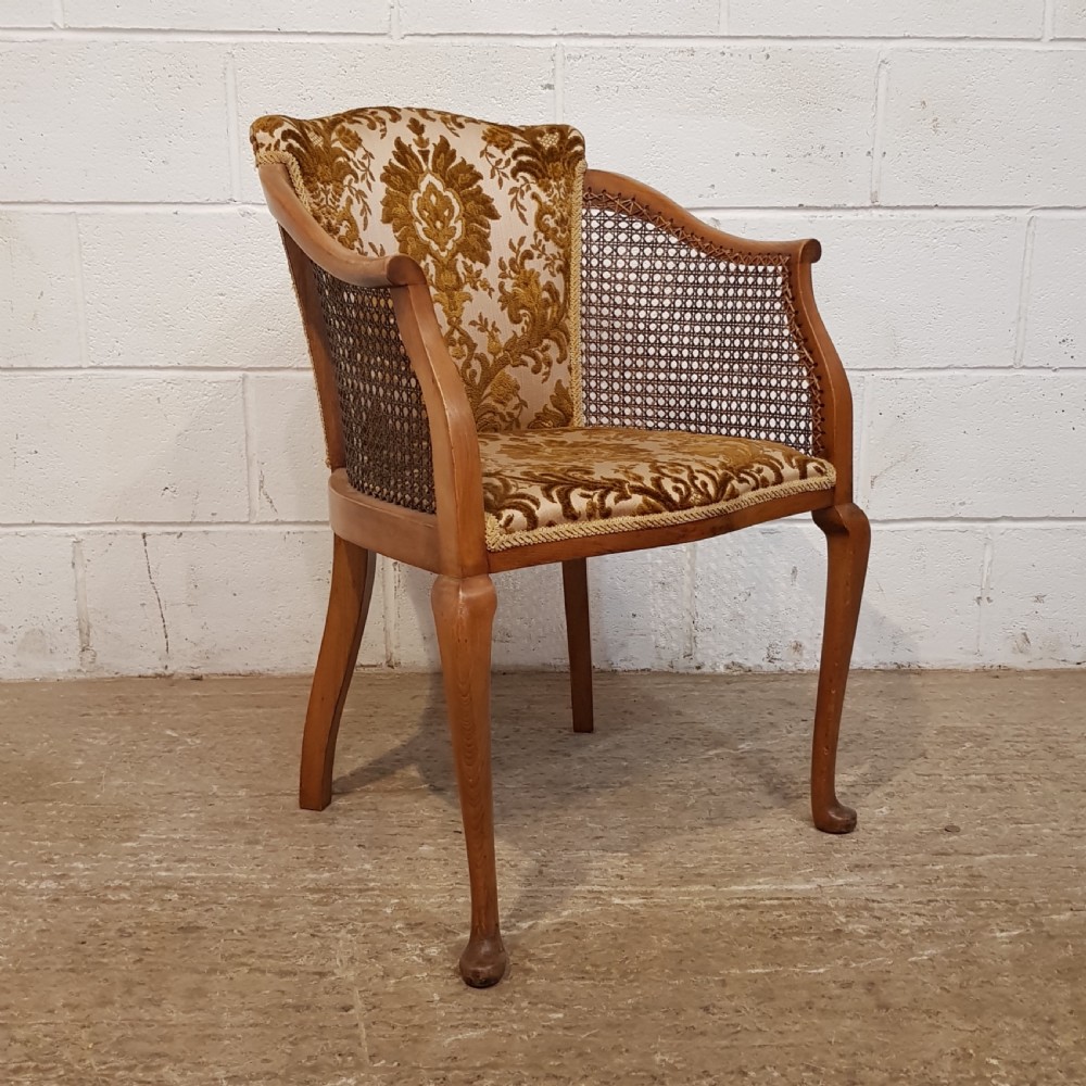 ANTIQUE PAIR OF OAK AND SPLIT CANE SALON CHAIRS C1920 View VII