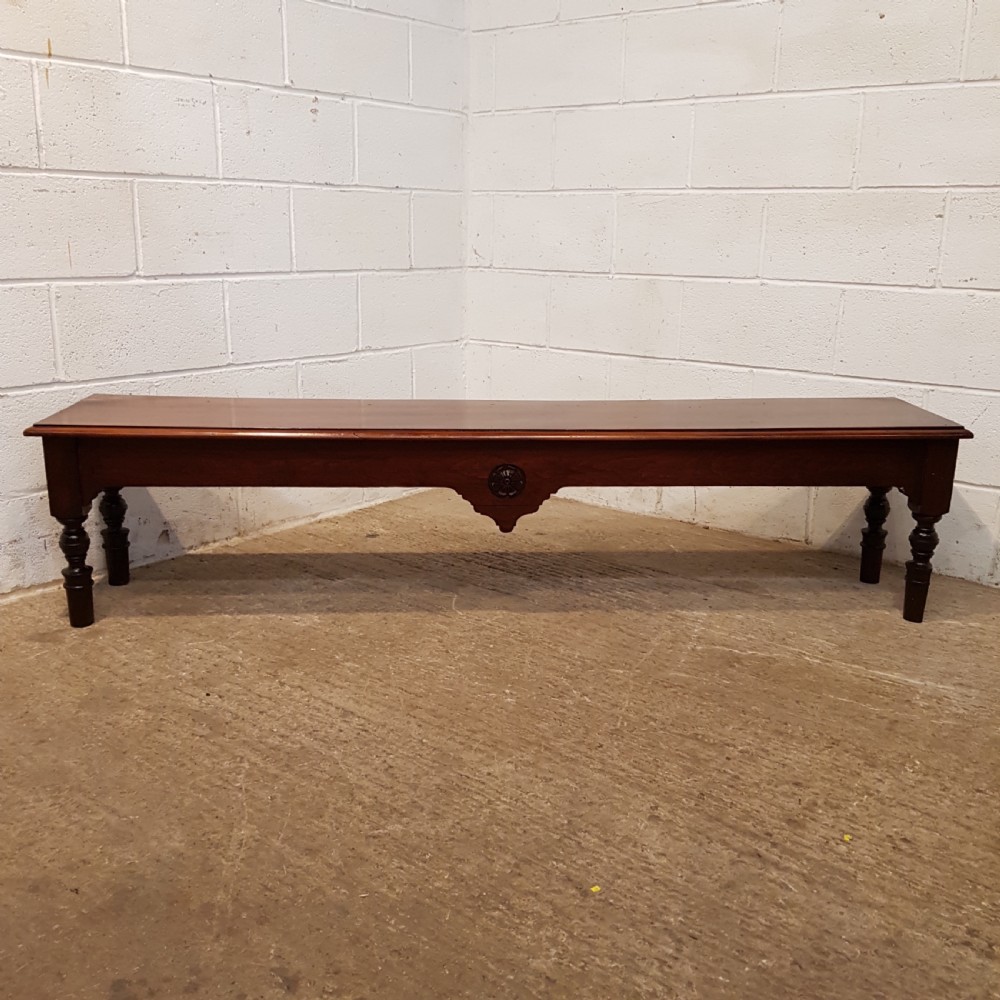 ANTIQUE EDWARDIAN MAHOGANY LONG HALL BENCH C1900 View II