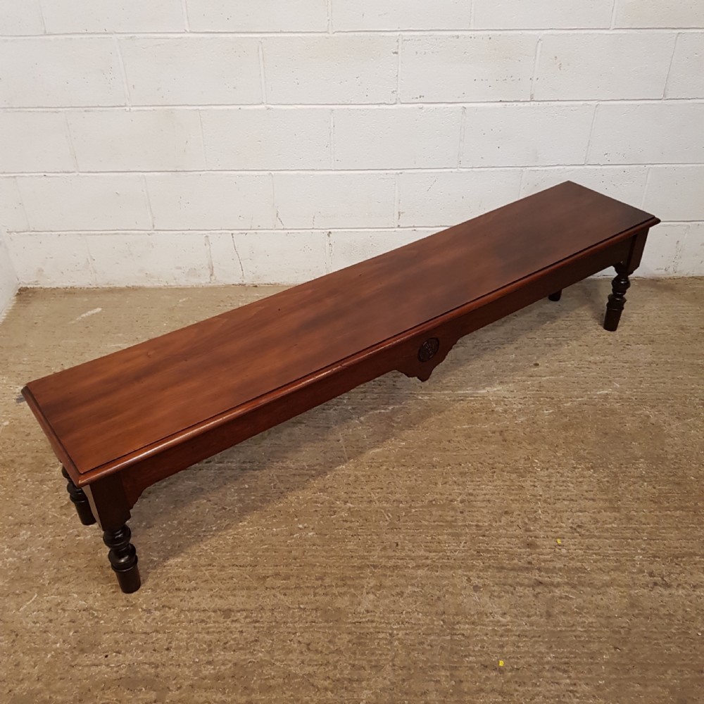 ANTIQUE EDWARDIAN MAHOGANY LONG HALL BENCH C1900 View VII