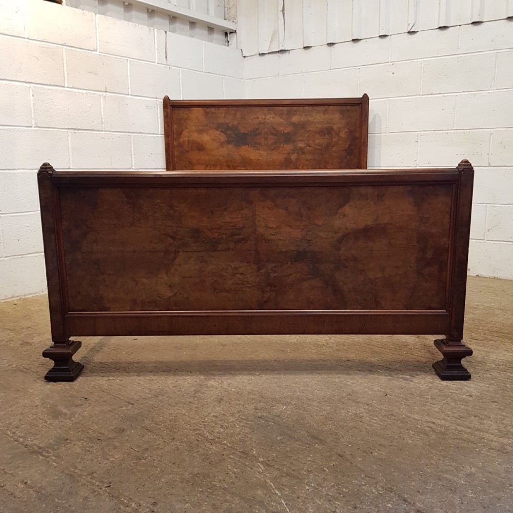 ANTIQUE ART DECO BURR WALNUT DOUBLE BED C1920