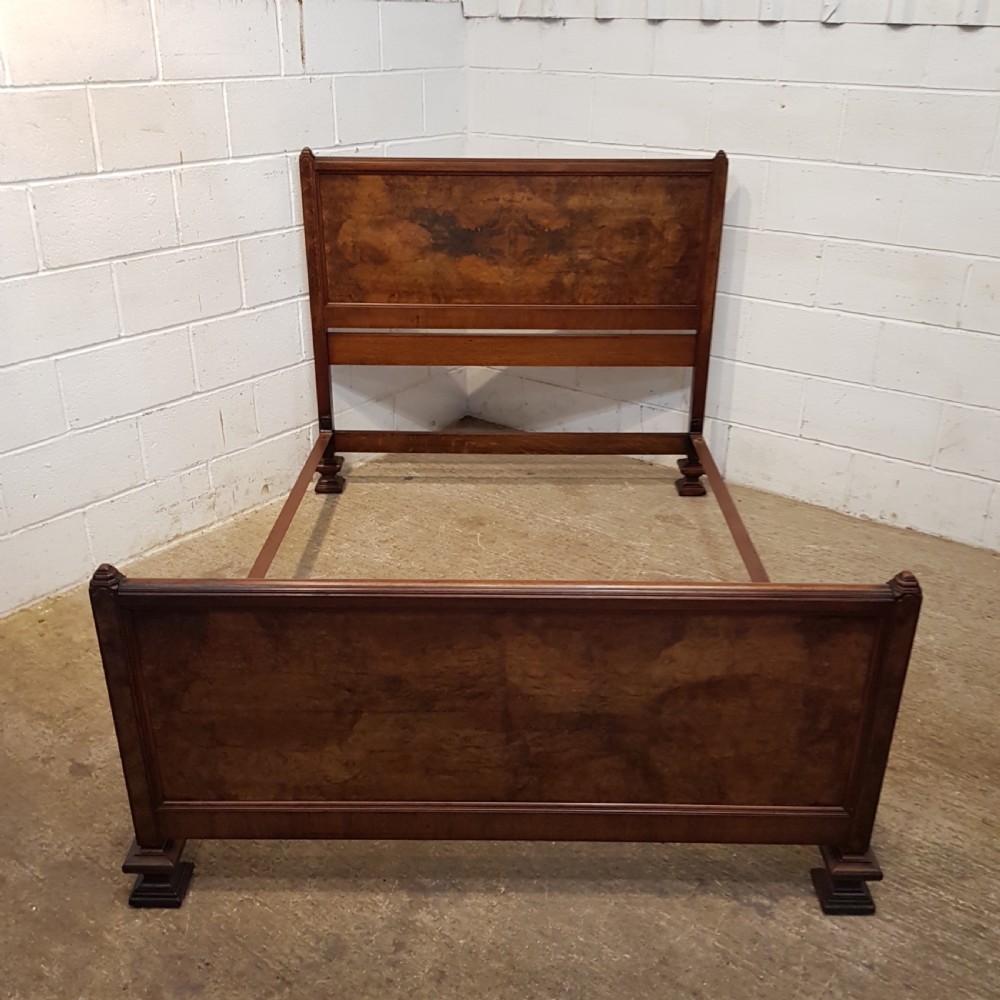 ANTIQUE ART DECO BURR WALNUT DOUBLE BED C1920 View V