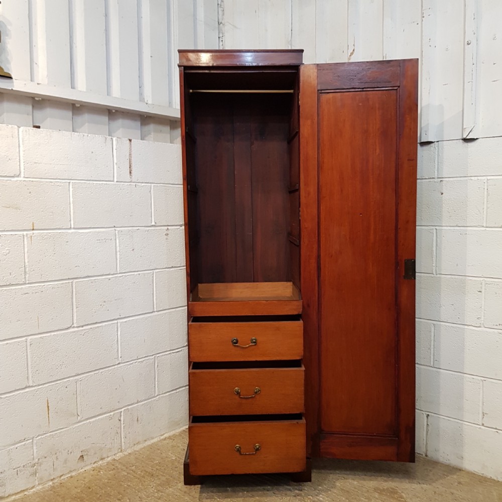 ANTIQUE VICTORIAN SINGLE MAHOGANY SENTRY BOX FITTED WARDROBE C1880 View V