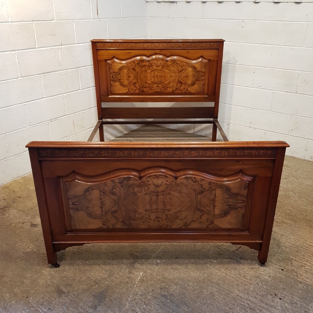 ANTIQUE ART NOUVEAU BURR WALNUT DOUBKE BED C1890 View II
