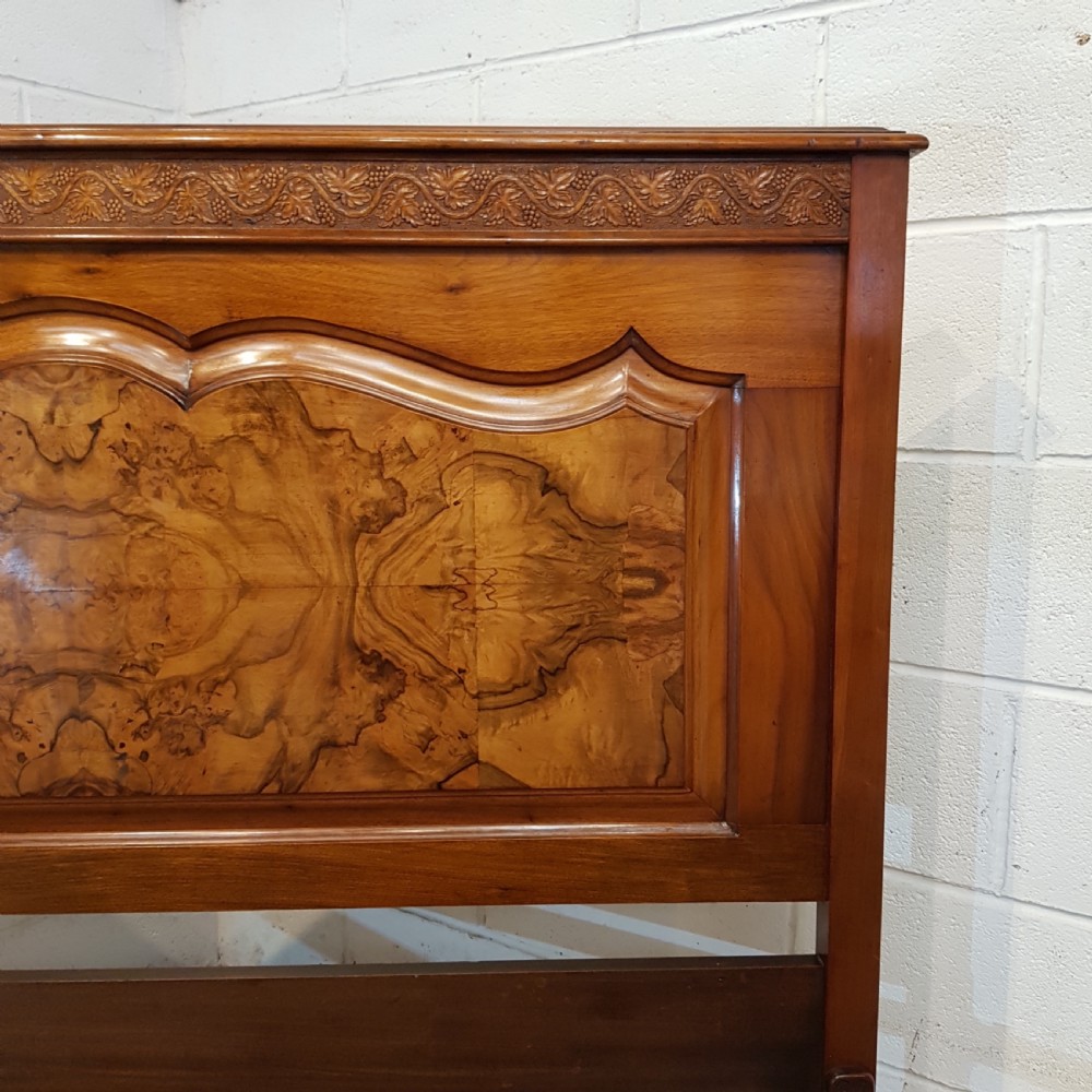 ANTIQUE ART NOUVEAU BURR WALNUT DOUBKE BED C1890 View V